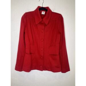CAbi Red Paprika Stretchy Spencer Blazer Jacket Snaps EUC Sz Sm Rayon Snaps